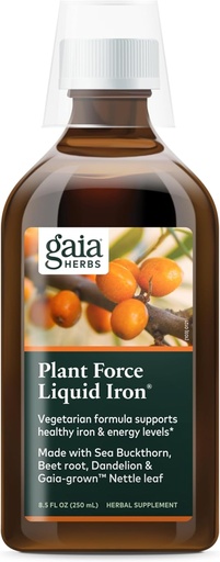 [BRSWIEATAIABKC3I] Gaia Herbs Plant Force Liquid Iron - Vegetarian Iron Supplement to Help Maintain Healthy Iron & Energy Levels - with Star Anise, Sea Buckthorn, Beet Root, Dandelion & Nettle - 8.5 Fl Oz (25 Servings)