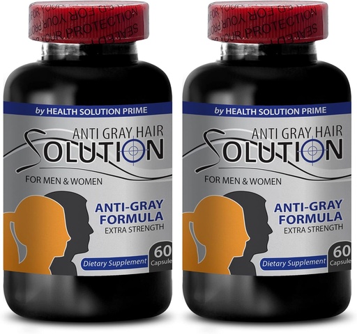 [BRSWKFYHBYMBCELE] Catalase Anti Gray - Šedivé vlasy Solution for Men and Women - Anti Gray Hair Supplements Vitamíny - Organické Prírodné vlasy Farba na šedivé vlasy Pokrytie - Vlasy Produkty pre ženy - 2 Fľaše 120 Kapsule