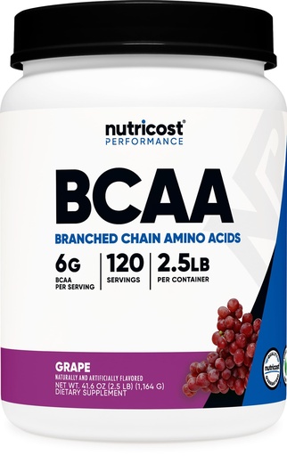 [BRSW2CAZDJ4AACT4] Nutricost BCAA Powder (Grape, 120 Servings) - Gluten Free, Non-GMO, Vegetarian, Optimal 2:1:1 Ratio