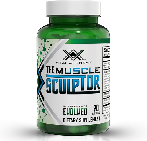 [BRSWGCQPCMGRGCL3] Vital Alchemy The Muscle Sculptor– Muscle Builder with Vitamin B3, B6, Phosphatidylserine, Epicatechin & Cayenne – Supports Muscle Growth, Focus, Energy & Protein Synthesis, Made in USA – 90 Capsules
