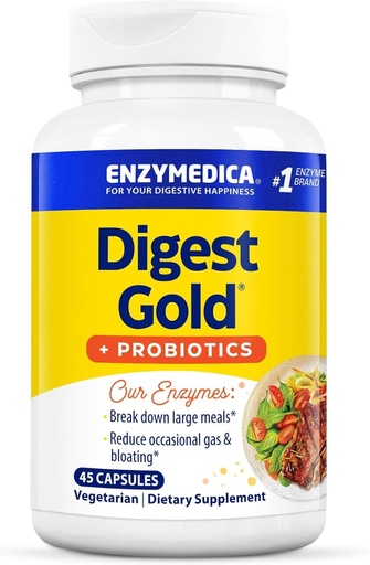 [BRSWIYAHCF7BMFAV] Enzymedica Digest Gold + Probióticos, 2-en-1 Fórmula para Gut Health, Enzymes Digestivos & 1 Billion Culturas Probióticas Activas, 45 Cuenta