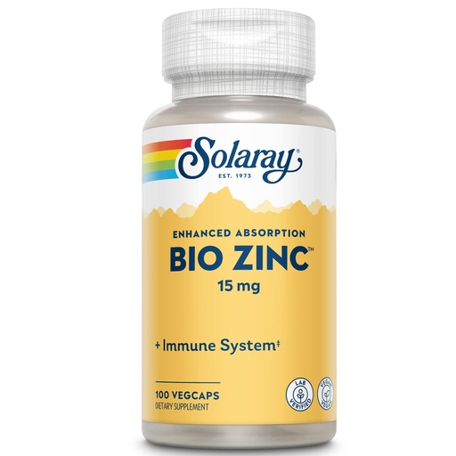 [BRSWIYQAO4GQKFA7] Solaray Bio Zinc 15 mg | Triple Zinc Complex for Healthy Immune System, Endocrine & Cell Function Support | 100 VegCaps