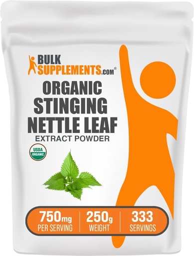 [BRSWKHYNCN5R6YD2] BulkSupplements.com Organic Sting Nettle Extract Powder - Nettle Leaf Extract, Herbal Supplement - Vegan & Gluten Free, 750mg per Serving, 250g (8.8 oz) (Pack of 1)
