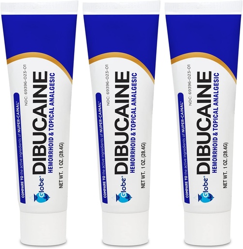 [BRSRMYD3OINB6DTV] (3 Pack) Globe Dibucaine 1% Hemorrhoid Treatment Ointment - 1 Oz Rapid Numbing Relief, Hemorrhoid Treatment from Itch and Burn
