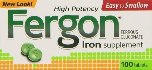 [BRSWIYYOOQMB2HLU] Fergon Iron Supplement, Tablets, 100 Count (Pack of 3)