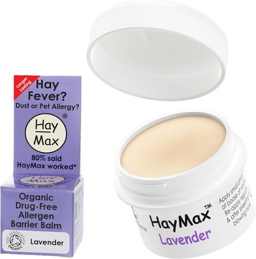[BRSWIYAPOYBGIDD6] HayMax Allergen Barrier Balm - Lavender 0.17 fl oz - Organic, Natural & Non-Drowsy Hay Fever & Allergy Relief Balm - Blocks Pollen & Other Allergen Particles - Great for Adults, Kids & Pregnant Women
