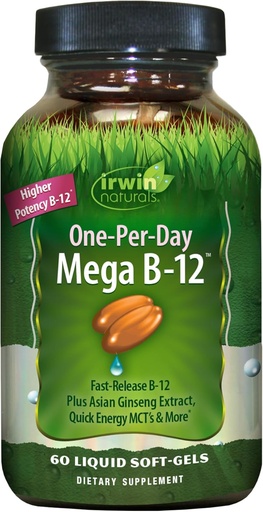 [BRSRMCA6AEGWEGQ7] Irwin Mega B-Complex - 60 Liquid Softgels - Vitamin B Kompleks dengan Vitamin B12, Fidge B9, Biotin B7, B1, B2, B3, B5, B6, dan Quick Energy MCTs