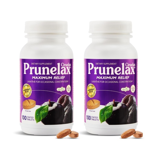 [BRSWGFL2DIFROHTZ] Prunelax Maximum Relief - 200 Tablets Size - Laxative Tablets with Natural Senna for Occasional Constipation, Senna Extract, Vegan & Gluten-Free, Gentle Overnight Relief