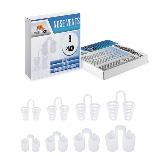 [BRSWGFIDDN6AKCTZ] Nose Vent Sinus Relief Dilator (Pack of 8 Various Sizes) - A Simple Solution for Nasal Snorers - Reusable Snoring Device to Enjoy a Peaceful Night's Sleep - by Mobi Lock
