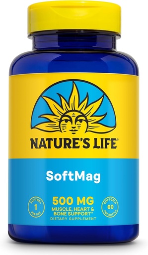 [BRSWIYQPPMCRW2Y5] NATURE'S LIFE SoftMag 500 mg - Magnesium Complex - Bone Health, Muscle and Heart Health Support - Easy to Swallow Softgels - 60-Day Guarantee, 60 Servings, 60ct