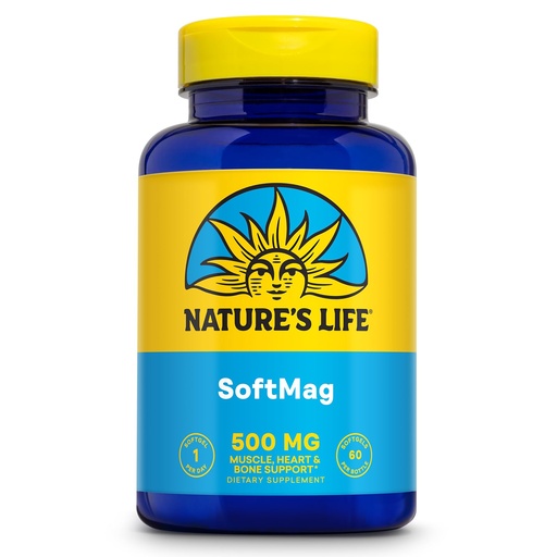 [BRSWIYQPPMCRW2Y5] NATURE'S LIFE SoftMag 500 mg - Magnesium Complex - Bone Health, Muscle and Heart Health Support - Easy to Swallow Softgels - 60-Day Guarantee, 60 Servings, 60ct
