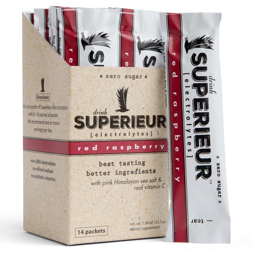[BRSWYZQ3OQDQOFIU] Superieur Electrolyte Powder Packets - Vegan Electrolyte Hydration Powder w/Sea Minerals - Keto Friendly, Non-GMO, Zero Sugar Electrolyte Supplement - Healthy Sports Drink - Raspberry (14 Packets)