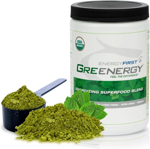 [BRSWGZQLOFYR63L2] EnergyFirst Energy and Detoxify Greenergy Organic Superfood Powder - Vegan, Gluten- Free, Sugar- Free, Non- GMO - 30 Servings for Daily Energy & Immunity Boost!