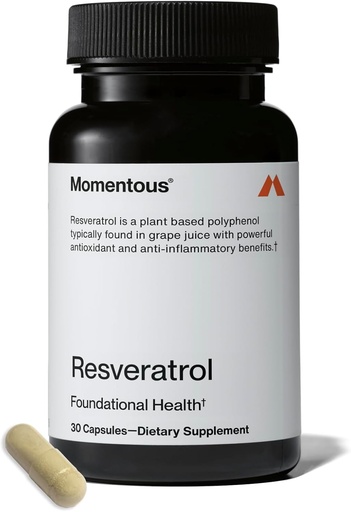 [BRSROZLQPIFRACDH] Momentous Resveratrol Dodatek 450 mg - Trans- Resveratrol pro zdravé stárnutí, mozek, a podpora srdce - NSF Certified for Sport - GMO- & Gluten- Free - 30 Služeb