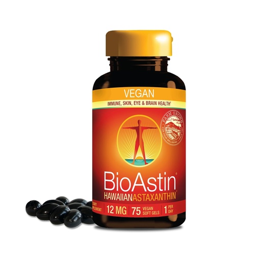 [BRSWKYA4CV6A43A3] Nutrex Hawaii Vegan BioAstin Hawaiian Astaxanthin - 12mg, 75 Softgels - Farm-Direct Premium Antioxidant Supplement to Support Eye, Skin, Joint & Immune System Health - Non-GMO & Gluten-Free