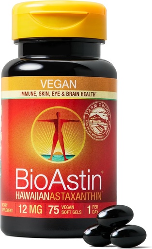[BRSWKYA4CV6A43A3] Nutrex Hawaii Vegan BioAstin Hawaiian Astaxanthin - 12mg, 75 Softgels - Farm-Direct Premium Antioxidant Supplement to Support Eye, Skin, Joint & Immune System Health - Non-GMO & Gluten-Free