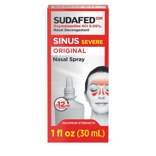 [BRSRAFL7OEMAI3TV] Sudafed Sinus Severe Original Nasal Spray, 12 Hour Nasal Spray Decongestant for Fast, Powerful Congestion Relief Due to Colds or Allergies, Oxymetazoline HCl .05% Nose Spray, 1 fl. oz