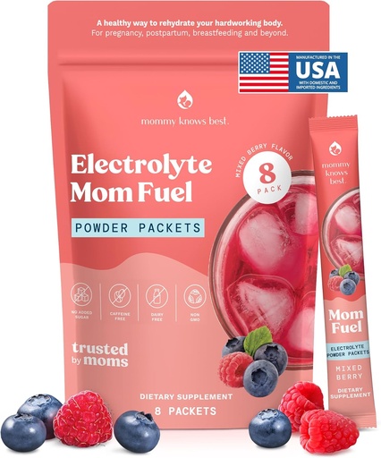 [BRSROHYNOYIQYFL4] Mommy knows Best Mom Fuel Electrolyte 음료 혼합 용 엄마, Hydration Support - 임신, 임신, 전염, Electrolytes + Trace Minerals, Lactation Drink Mix Supplement (8 개)