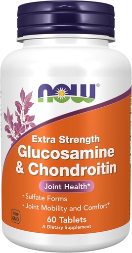 [BRSWIY32BQIRAELU] NOW Foods Supplements, Glucosamine & Chondroitin Extra Strength, Sulfate Forms, 60 Tablets