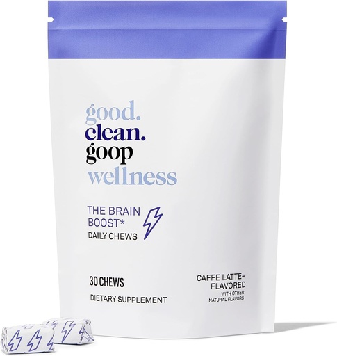 [BRSROAQ2OJ6RODLV] good.clean.goop wellness The Brain Boost Daily Chews | Dietary Supplement for Energy and Focus | L-theanine & Caffeine | Caffe Latte Flavored | Brain Booster with Nootropics | Pack of 30 Chews | Vegan