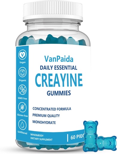 [BRSRAZLQOZ7RGYDF] Creatine Gummies Monohydrate, Chewable Creatine Monohydrate, Muscle Boost, Energy Boost, Pre-Workout Supplement, Enhanced Bursts, Vegan, Muscle Growth Support, Recovery & Performance, Gluten Free