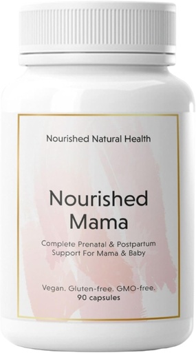 [BRSRAYLQAVYB6YDF] Nourished Mama Prenatal Multi Vitamin - Vegan Multivitamin for Preconception, Hamile, Postpartum ve Emzirme Desteği - İtil Edilmiş Folate & High Dose Choline - 90 Capsules