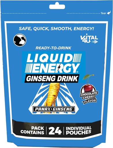 [BRSWG2QRBV4AEDTB] VITAL 4U® Liquid Energy Shot - Ginseng, Naturally Sweetened, Chocolate Cherry Flavor, 24 ct
