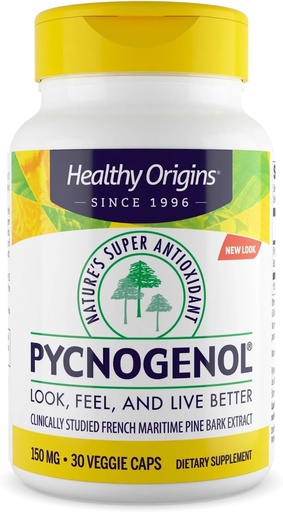 [BRSWIFYPAB7WMH34] Healthy Origins Pycnogenol 150 mg, French Maritime Pine Bark Extract, Natures Super Antioxidant, Antioxidant, Non-GMO, Vegan, 30 Veggie Capsules