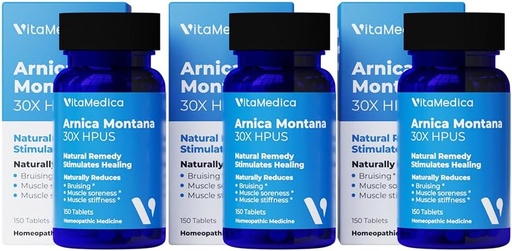 [BRSROAYEDIDQIFLX] VitaMedica Arnica Montana 30X Homeopathic Tablets for Bruising Pain and Swelling | Plant Based Formula | Recommended by Plastic Surgeons | Natural Recovery Surgery Or Injury | 3 Pack | 150 Servings