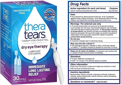 [BRSWKGYIBJ5RQEL6] TheraTears Dry Eye Therapy Lubricating Eye Drops for Dry Eyes, Preservative Free eye drops, 30 Single-Use Vials (3 Pack)