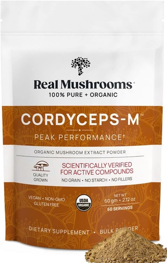 [BRSWKEABOFYWKDQV] Cogumelos reais Cordyceps Mushroom Powder - Cordyceps Organic Powder Mushroom Energia e bem-estar Suporte - Rico em Beta Glucans - Não-GMO, Vegan Suplemento, 60 Servings