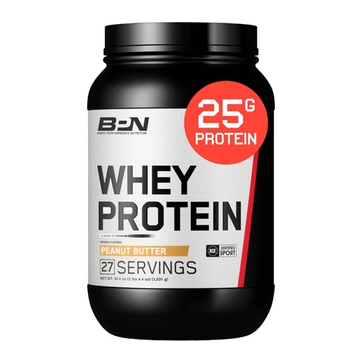 [BRSRAFQFB55W2HQY] BARE PERFORMANCE NUTRITION, BPN Whey Protein + Casein Protein Powder Blend, Peanut Butter, 25g Protein per Serving Supports Lean Muscle Recovery, 27 Servings, Third Party Tested