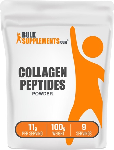 [BRSWKHQECMBBAALY] BulkSupplements.com Collagen Peptides Powder - Bovine Collagen Powder, Powdered Collagen Supplement - Hydrolyzed & Gluten Free, 11g per Serving, 100g (3.5 oz) (Pack of 1)
