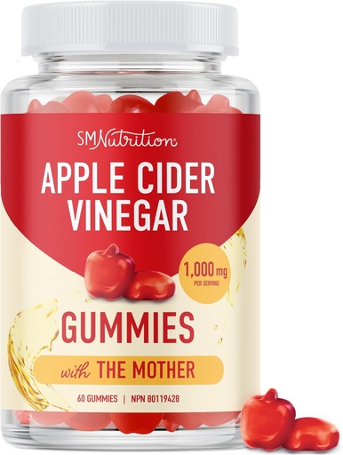 [BRSW2ZQHCAAQ4EL6] Apple Cider Vinegar Gummy for Women & Men | 1000mg | With The Mother | Detox, Digestion & Skin | Support Keto Diet with Unrefined ACV Gummies With Folate, Vitamin B12, Pomegranate & Beet | 60 Count
