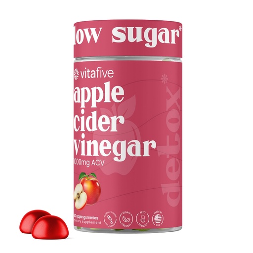 [BRSROFILCRYBMADL] vitafive Apple Cider Vinegar Gummies, 500mg of Apple Cider Vinegar per Gummy, Boost Gut Health, Colon Support, Vegan, Gluten Free (50 Ct)