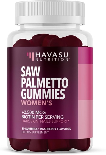 [BRSRMAA5AQPQGH3F] 以2500mcg Biotin为女性观赏Palmetto - DHT Blocker and Hair, Skin, Nail Heal Health Gummys - 60 Counter - 支持更强大和富勒的 Looks and Radiant Skin - Vegan, Non-GMO, 1个月供应量