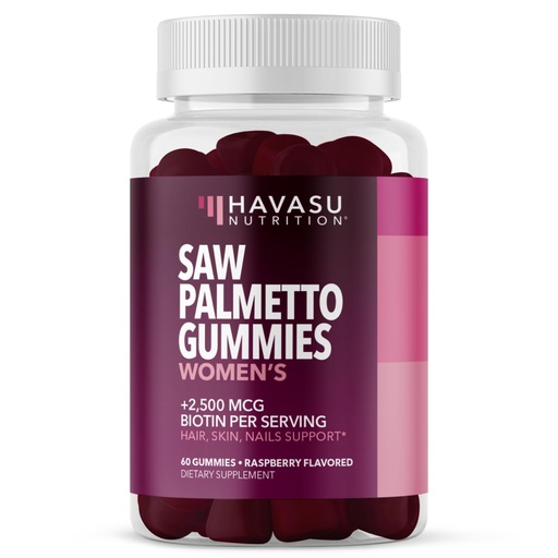 [BRSRMAA5AQPQGH3F] Saw Palmetto for Women with 2500mcg Biotin - DHT Blocker and Hair, Skin, Nail Health Gummies - 60 Count - Supports Stronger and Fuller Looking Locks and Radiant Skin - Vegan, Non-GMO, 1 Month Supply