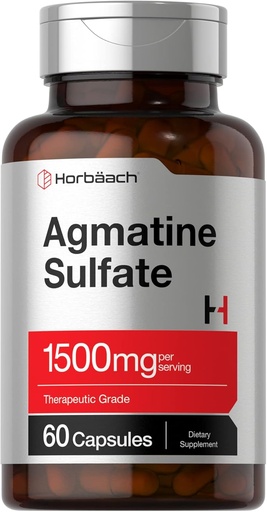 [BRSWGCDRAR6BY234] Horbäach Agmatine Sulfate kapsler 1500mg | 60 piller farmasøytisk grad | Ikke-GMO, Glutenfri Supplement