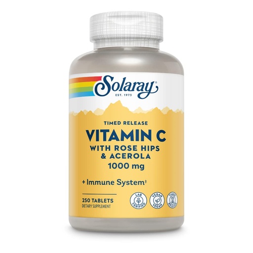 [BRSWI2TYAACRCFQ5] SOLARAY Vitamin C w/Rose Hips & Acerola | 1000mg | Two-Stage Timed-Release Healthy Immune Function, Skin, Hair & Nails Support | Non-GMO | 250ct