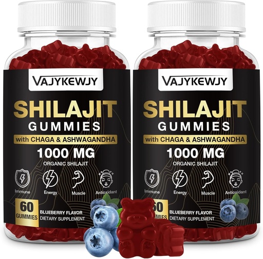 [BRSRAEIFOEMBOCLG] 1000 MG Shilajit Gummies, Organic Shilajit Gummies with 85+ Trace Minerals, Fulvic Acid, Shilajit for Men & Women, Shilajit Resin, Shilajit Himalayan Organic for Energy, Brain, Immunity, 120 Count