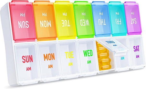 [BRSRAZA6O5YBYYDP] ZIKE Rainbow Weekly Pill Organizer 2 φορές την ημέρα για την εύκολη παρακολούθηση, AM PM Pill περίπτωση, μεγάλο κουτί 7 ημερών χάπια δύο φορές την ημέρα, BPA-ελεύθερος οργανωτής φαρμάκων για χάπια, βιταμίνες, ιχθυέλαια, συμπληρώματα