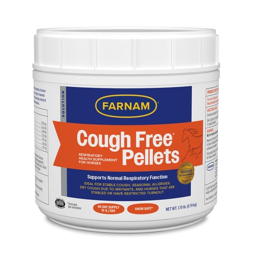 [BRSWYZ33CIBQEFA6] Farnam Cough Free Horse Supplement Pellets, Respiratory Support for Seasonal Allergies, Stable Cough, Lung Support Supplement, Show Safe, Herbal Formula, 2.5 lbs, 70-Day Supply