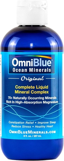 [BRSWI2Q4BUEBM2L6] OmniBlue Ocean Minerals - 70+ Trace Minerals & Liquid Magnesium - Potassium, Chloride- Low Sodium - Natural Support for Sleep, Digestion, Regularity, Hydration &amp; Electrolyte Balance (8 oz)