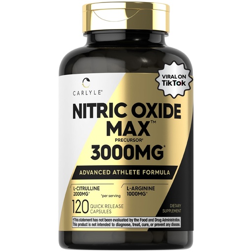 [BRSROCY3CN5BYDYZ] Carlyle Nitric Oxide Supplement 3000mg | 120 Capsules | with L-Arginine & L-Citrulline | for Men & Women | Pre & Post Workout | Non-GMO, Gluten Free