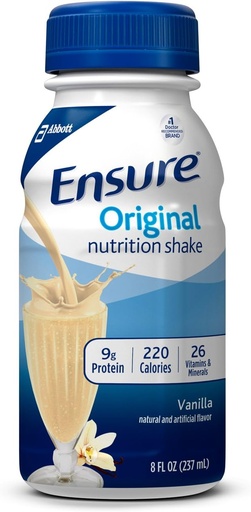 [BRSWKHQ5BMIGIH3E] Ensure Original Nutrition Shake with 9g of Protein, Meal Replacement Shakes, Vanilla, 8 Fl Oz (Pack of 16)