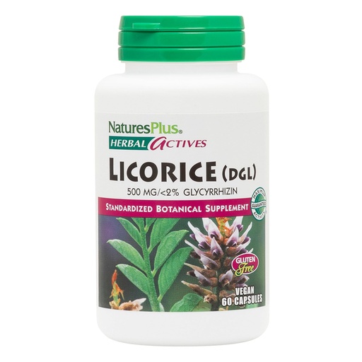 [BRSWIY3QB4PRMDL6] NaturesPlus Herbal Actives Licorice (DGL) Capsules - 60 Capsules - Non-GMO, Vegan, Gluten Free - 60 Servings