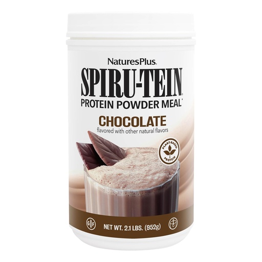 [BRSWIZYZOMOBCHTY] NaturesPlus SPIRU-TEIN, Chocolate - 2.1 lbs - Plant-Based Protein Shake - Non-GMO, Vegetarian, Gluten Free - 34 Total Servings