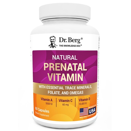 [BRSRMBITOIDQOD32] Dr. Berg Natural Prenatal Vitamins for Women (Pregnant & Nursing) - Prenatal Vitamins with Folate, Vitamins, Minerals, Omegas, &11 Powerful Superfoods - Womens Prenatal Multivitamin - 60 Capsules