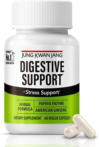 [BRSROGQCCIMQEET4] JungKwanJang Digestive Wellness Support - Papain 400mg, American Ginseng 143mg, Bromelain 400mg, Gut Health Supplement for Digestive Comfort and Nutrient Absorption, 60 cápsulas para hombres y mujeres
