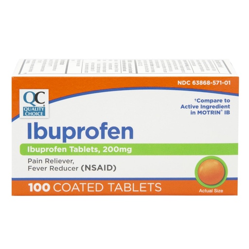 [BRSWIGD2CUMBE2L4] Quality Choice Ibuprofen Tablets, 200 mg, Pain Reliever and Fever Reducer for Arthritis, Toothache, Back Pain, Headache, Body Aches, and More 100 Count of Coated Tablets